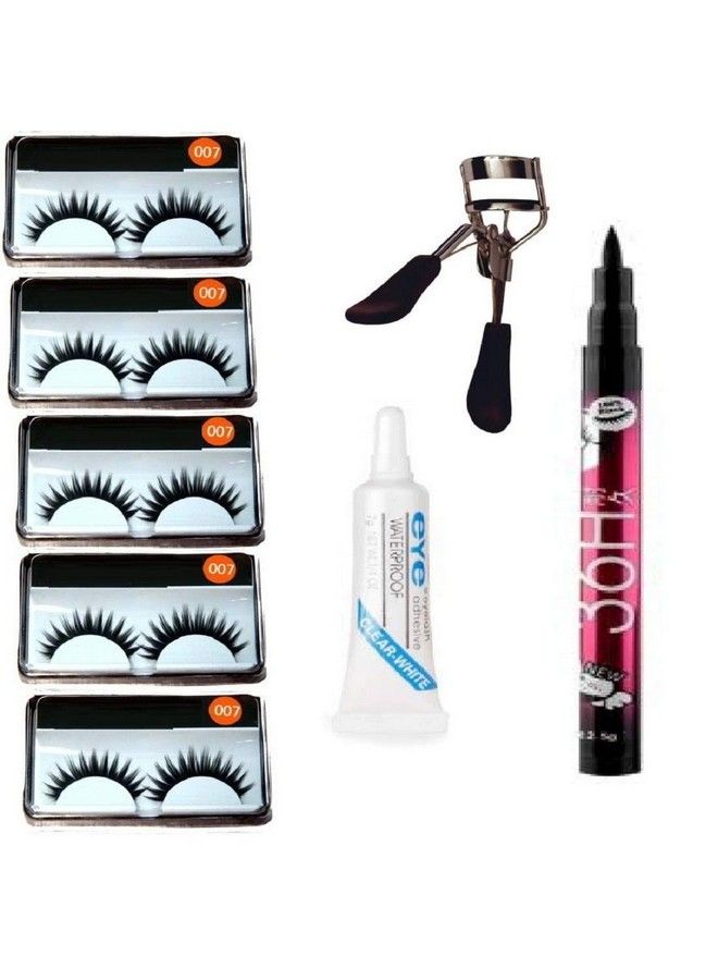 TWIREY 5 Pair Eyelash Eyelash Glue Eyelash Curler With 36 Hrs Eyeliner Combo Kit - Image 2