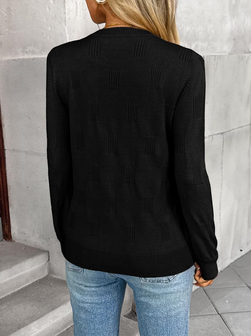 LILLUSORY Womens Sweaters Fall Fashion 2026 Lightweight Long Sleeve Knit Pullover Casual Trendy Tops Winter Clothes Black M - Image 5