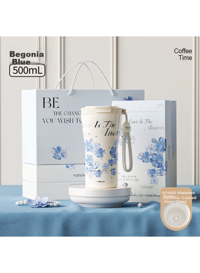Vanow Handle Insulated Tumbler High-value Ladies Ceramic Liner Straw Large Capacity Portable Office Water Bottle - Image 1