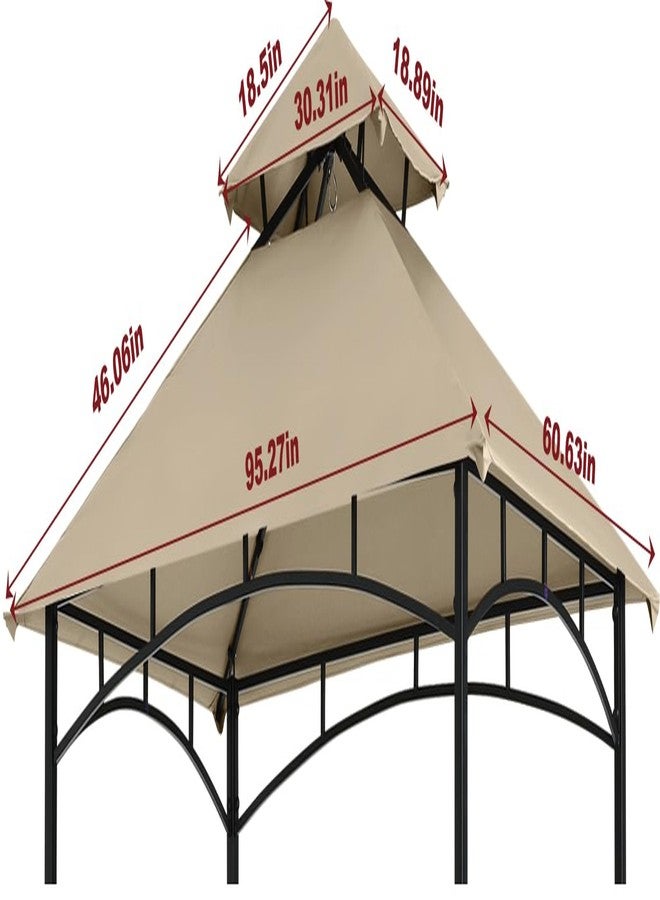 COOSHADE Grill Gazebo Replacement Canopy Roof Outdoor Double Tiered Barbecue Gazebo Top Cover Fit for Model L-GZ238PST-11(Beige) - Image 2
