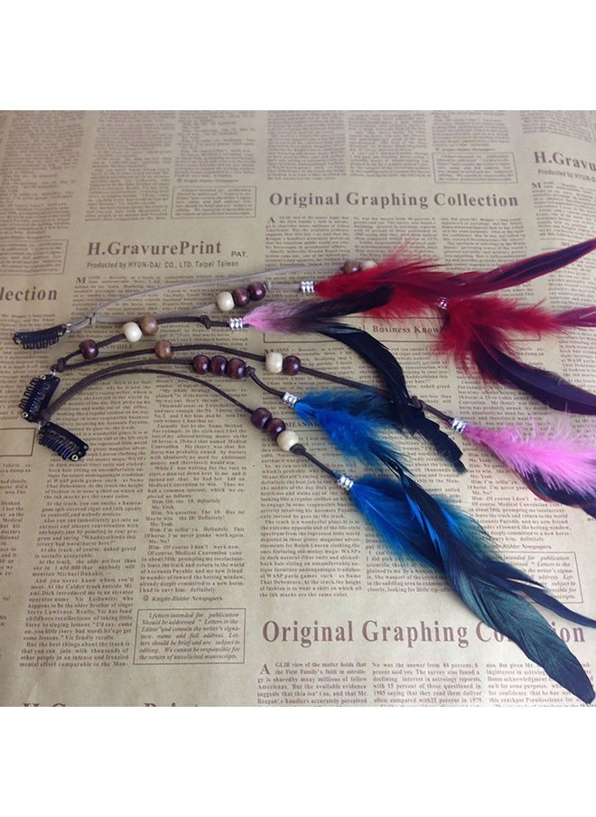 Fodattm Set Of 6 Handmade Boho Hippie Hair Extensions With Feather Clip Comb Hairpin Headdress Diy Accessories For Women Lady  - Image 2