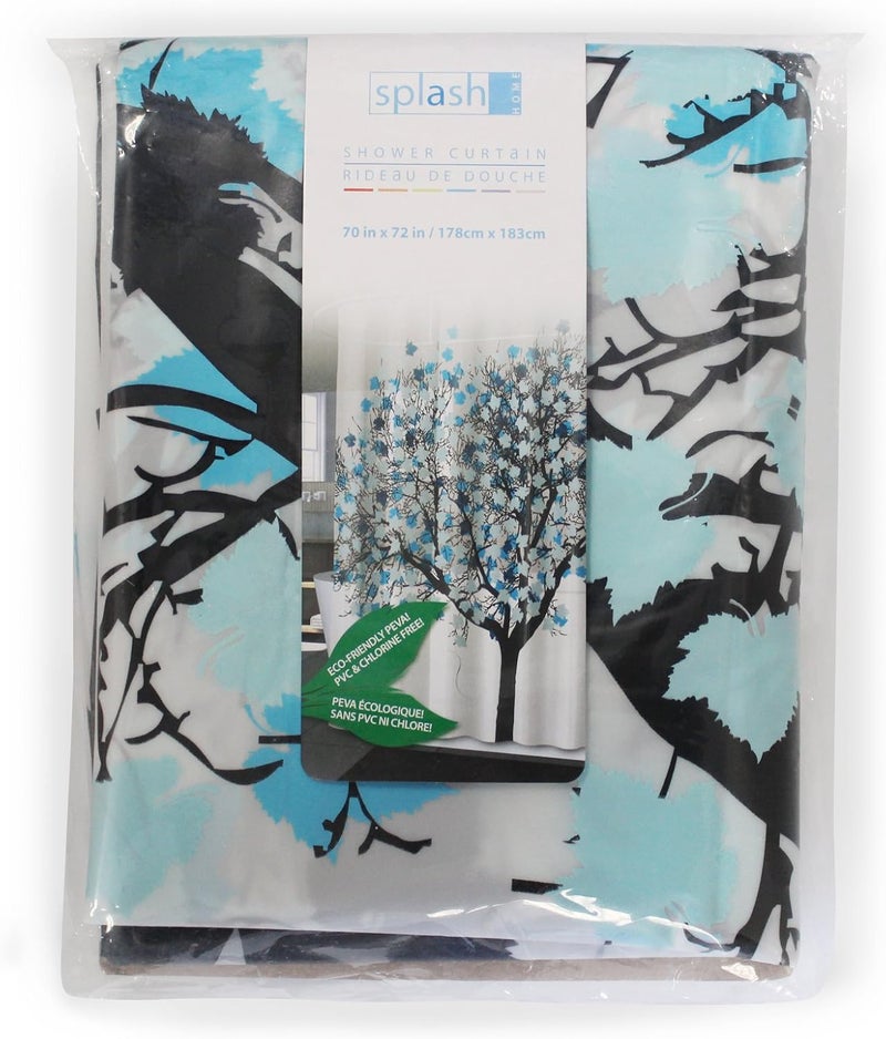 Splash Home Folia PEVA 5G, Lightweight Liner with 12 Rustproof Metal Grommet Holes 70” W x 72” H, Heavy Duty Waterproof Shower Curtains for Bathroom, Blue - Image 4