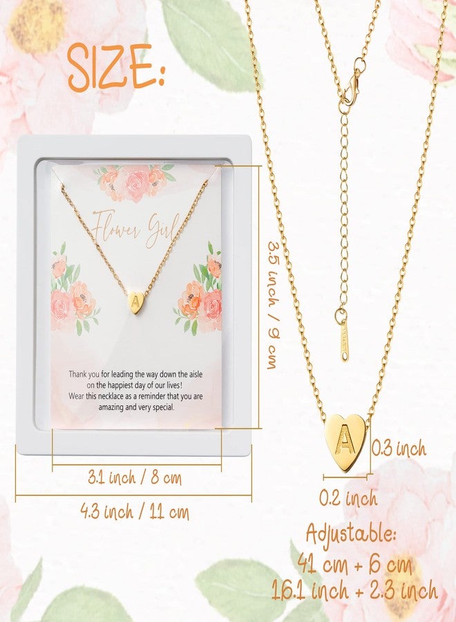 OSNIE Flower Girl A Alphabet Pendant Necklace 14K Gold Plated Tiny Capital Letter Initial Heart Pendant Necklace Wedding Day Thank You for Being My Flower Girls Jewelry Gifts Proposal from Bride - Image 2