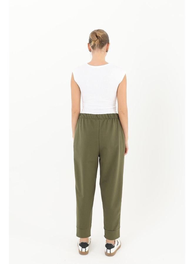 Soul Women's Ribbed Detail Jogger - 30189PNT - KHAKI. - Image 3