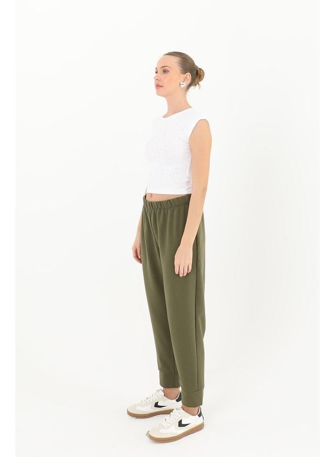 Soul Women's Ribbed Detail Jogger - 30189PNT - KHAKI. - Image 2
