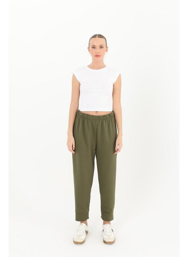 Soul Women's Ribbed Detail Jogger - 30189PNT - KHAKI. - Image 1
