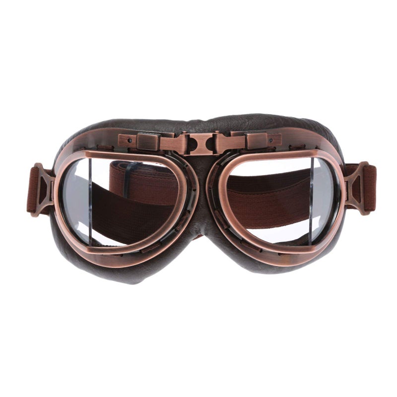 MUXSAM Vintage Motorcycle Goggles ATV Motocross Goggles Dirt Bike Racing Riding Off Road Scooter Glasses Windproof Dustproof Eyewear for Adults Men Women Copper Frame Clear Lens