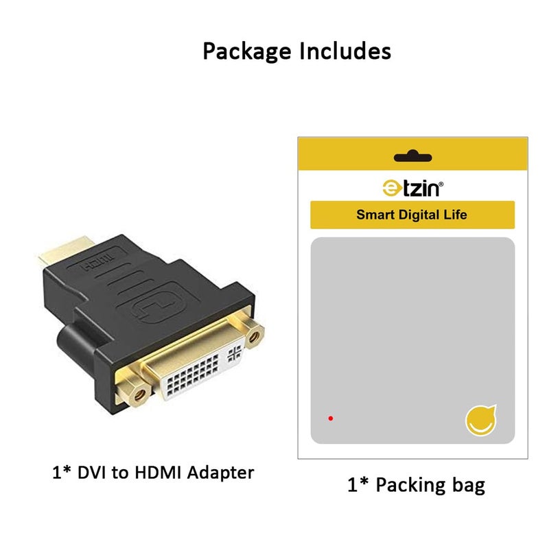 ETZIN ETZIN DVI to HDMI Adapter Converter HDMI Male to DVI 24+5 Female Converter Adapter, HDMI to DVI Converter Gold Platted 1080P for HDTV Projector Monitor etc. - Image 2