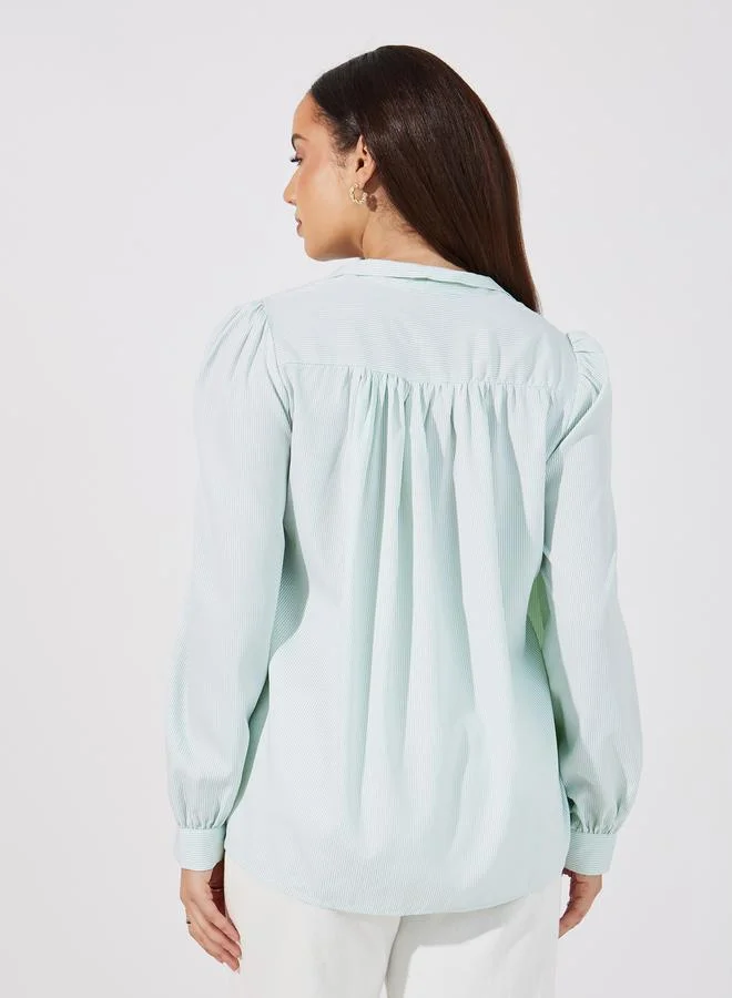 Styli Striped Relaxed Fit Shirt with Button Placket