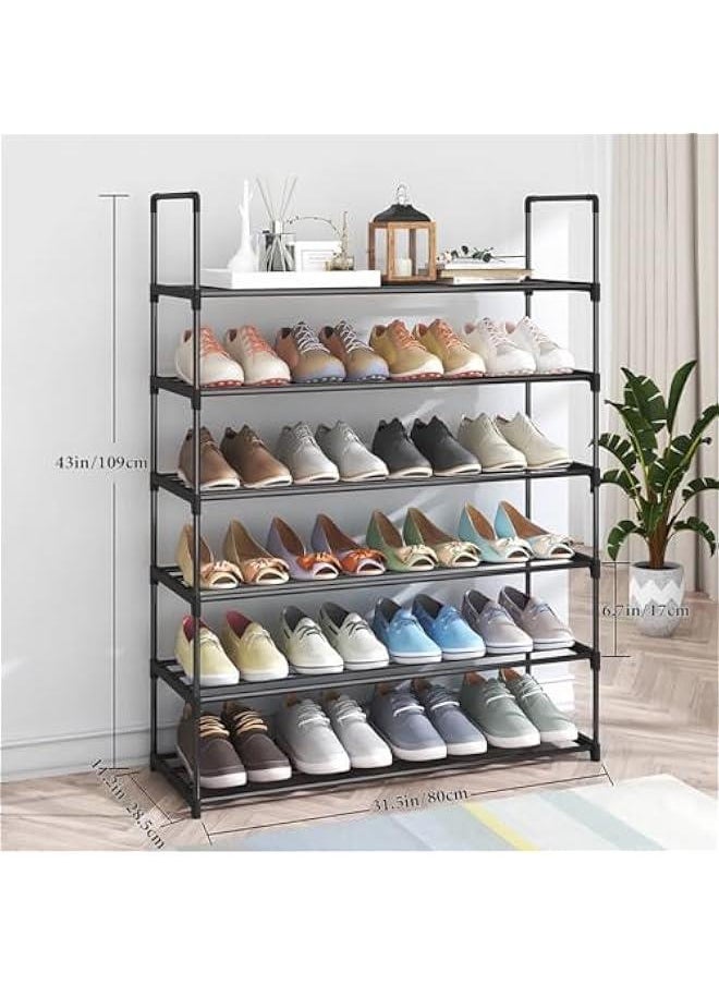 6 Tiers Metal Shoe Rack,Adjustable Shoe Shelf Storage Organizer with Hooks,Stackable Boot & Shoe Storage,for Entryway,Hallway,Closet,Black - pzsku/ZA3A283C89186BD4600E5Z/45/_/1725346950/dc80b495-7462-4180-b1e9-1302480fcbec