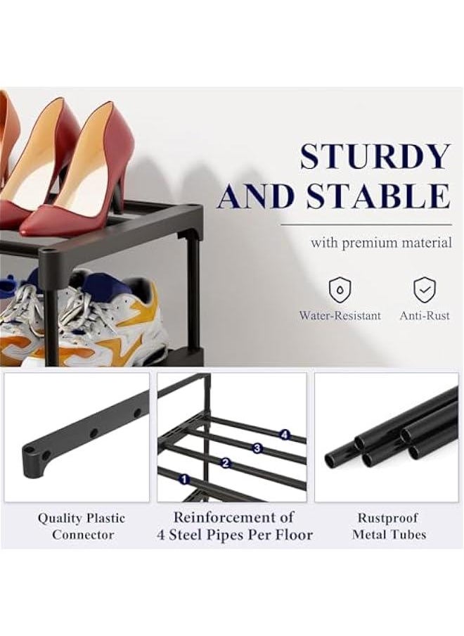 6 Tiers Metal Shoe Rack,Adjustable Shoe Shelf Storage Organizer with Hooks,Stackable Boot & Shoe Storage,for Entryway,Hallway,Closet,Black - pzsku/ZA3A283C89186BD4600E5Z/45/_/1725346980/c19183e8-6bbd-4771-ba11-fe5e51071d94