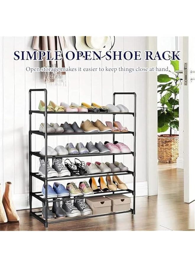 6 Tiers Metal Shoe Rack,Adjustable Shoe Shelf Storage Organizer with Hooks,Stackable Boot & Shoe Storage,for Entryway,Hallway,Closet,Black - pzsku/ZA3A283C89186BD4600E5Z/45/_/1725347011/c2794492-3a69-472f-8d0d-be46ad11f184