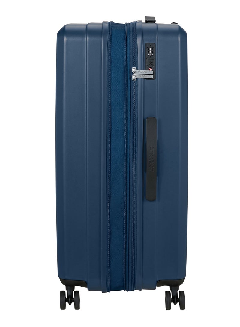 AMERICAN TOURISTER Aerojoy Suitcase, Check-In Size 80 cm / 30 inch, 4 Wheels, Hard Top, ABS, Dark Blue|TSA Lock|Inner Mesh Zippered Divider|Expandable|Cross Ribbons|Lightweight - 3 Years International Warranty - Image 2