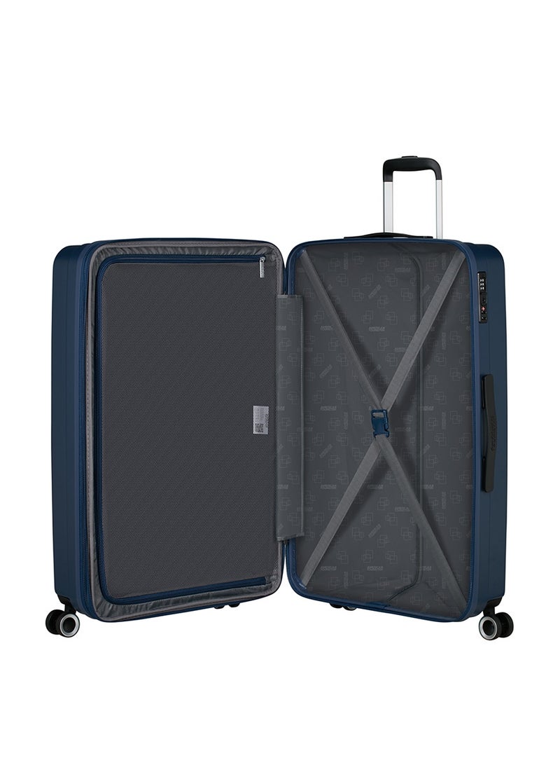 AMERICAN TOURISTER Aerojoy Suitcase, Check-In Size 80 cm / 30 inch, 4 Wheels, Hard Top, ABS, Dark Blue|TSA Lock|Inner Mesh Zippered Divider|Expandable|Cross Ribbons|Lightweight - 3 Years International Warranty - Image 5