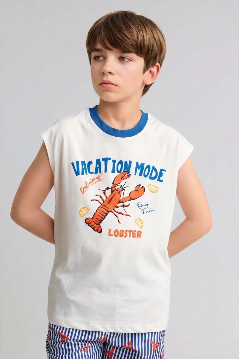 DeFacto Beige Boy Boy Oversize Fit Tank Top Casual - Image 1
