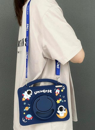 Kids Case for Samsung Galaxy Tab A9 8.7 Inch 2023, A11 / A9 8.7 Inch 2025/2023,Portable Handle Stand, Kids Friendly Soft Silicone Adjustable Stand Shockproof Cover for Samsung Tab A9 Tablet (Model: X110/X115) (Navy blue) - view 4