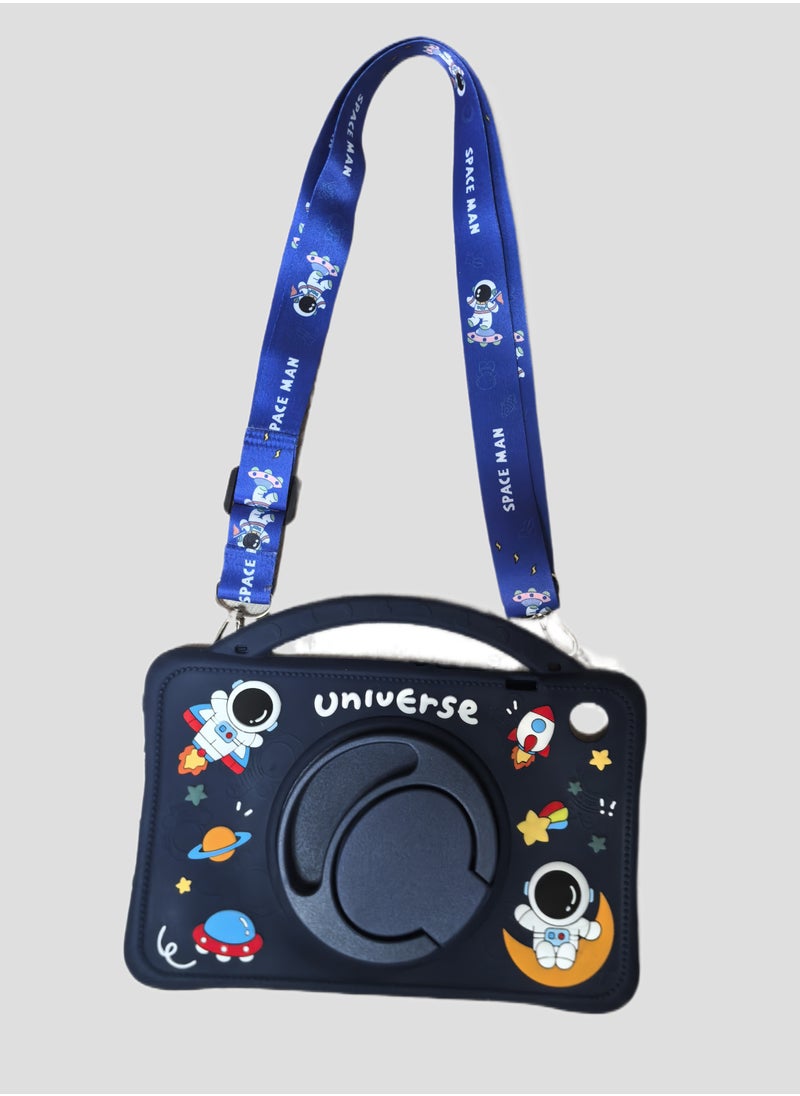 VKL - Kids Case for Samsung Galaxy Tab A9 8.7 Inch 2023, Portable Handle Stand, Kids Friendly Soft Silicone Adjustable Stand Shockproof Cover for Samsung Tab A9 Tablet (Model: X110/X115) (Navy blue) - Image 1