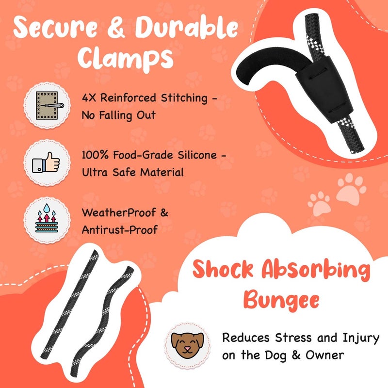 Roam Gear 6 Foot Dog Leash, Two Extra Padded Handles, Heavy Duty Dog Leash for Medium to Large Pets, Highly Reflective, Shock-Absorbing, No Pull Rope Lead, Durable for Walking, Running, Training Lead - Image 5