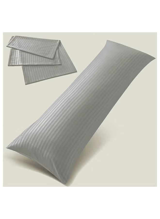 Long Body 1Pc Stripe Pillowcase - 100% Microfiber with envelope closure, Soft and Durable Quality, Size : 45 x 125cm , Light Grey