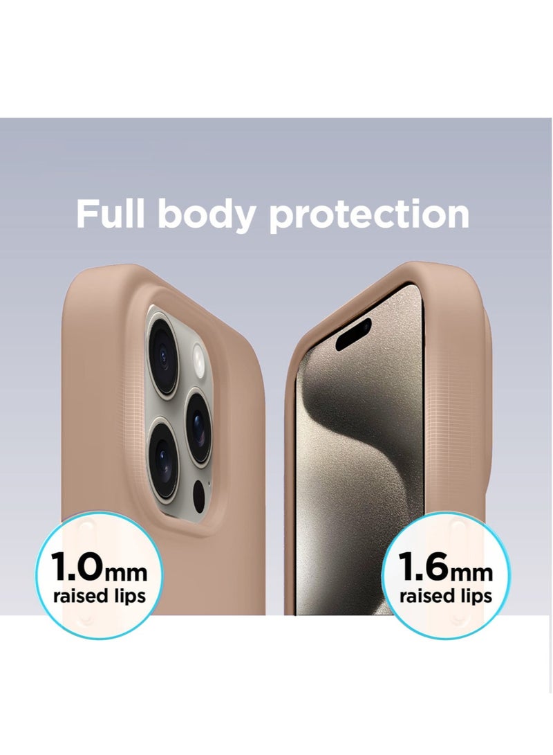 Techie غطاء خلفي من السيليكون الناعم الناعم MagSafe من Techie، بطانة داخلية من الألياف الدقيقة لهاتف Apple iPhone 15 Pro Max - وردي عاري - Image 2