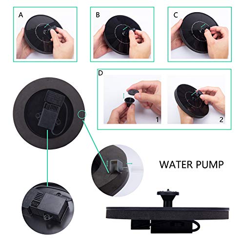 LAWOHO Solar Fountain Pump 1.5W Upgraded Submersible Solar Water Fountain Panel Kit for Bird Bath,Small Pond,Garden and Lawn - Image 5