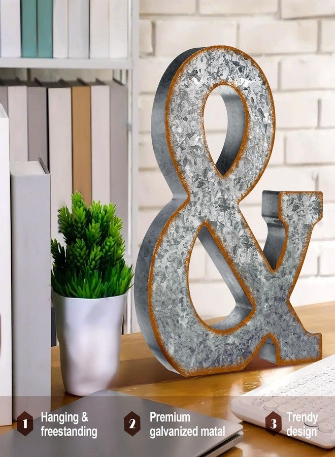 Yaocom 12" Metal & Letter Wall Decor Large Galvanized Letter 3D Signs Shelf Decoration Hanging or Freestanding Vintage Decor for Home Office Bookshelf Farmhouse Kitchen - Image 2