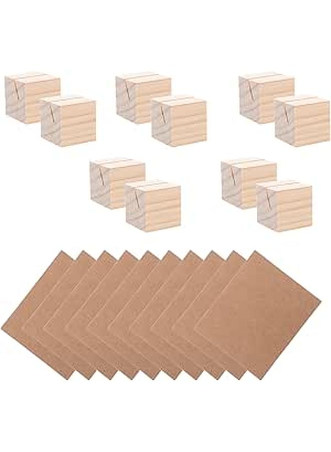 Wooden Place Card Holders With 20 Kraft Tented Cards For Wedding Table Number Stands Party Decoration