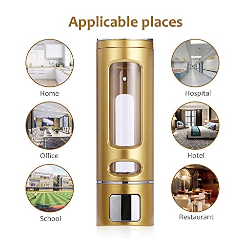 BATH GURU Wall Mounted Soap Shampoo Sanitizer Gel Liquid Soap Dispenser for Bathroom Kitchen ABS Plastic 400 Ml (3, Gold) - Image 5
