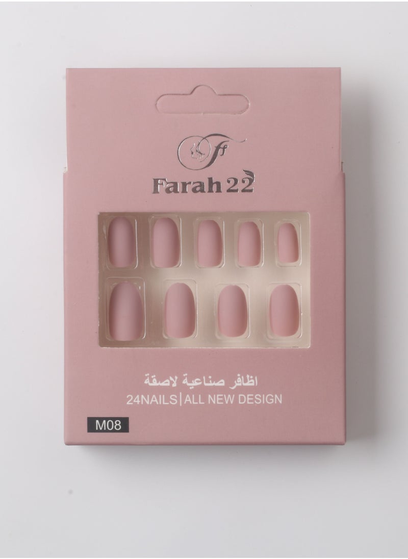 فرح 22 أظافر صناعية لاصقة غير لامعة من 24 قطعة  - Image 1