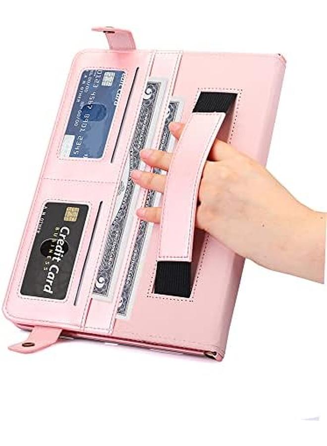 erorex Case For iPad Air 5 2022 iPad Air 4 2020 10.9 Inch Handbag Design Pu Leather Folio Stand Case With Pencil Holder Money Pocket Card Slots Hand Strap Flip Shoulder Strap Pink  - Image 3