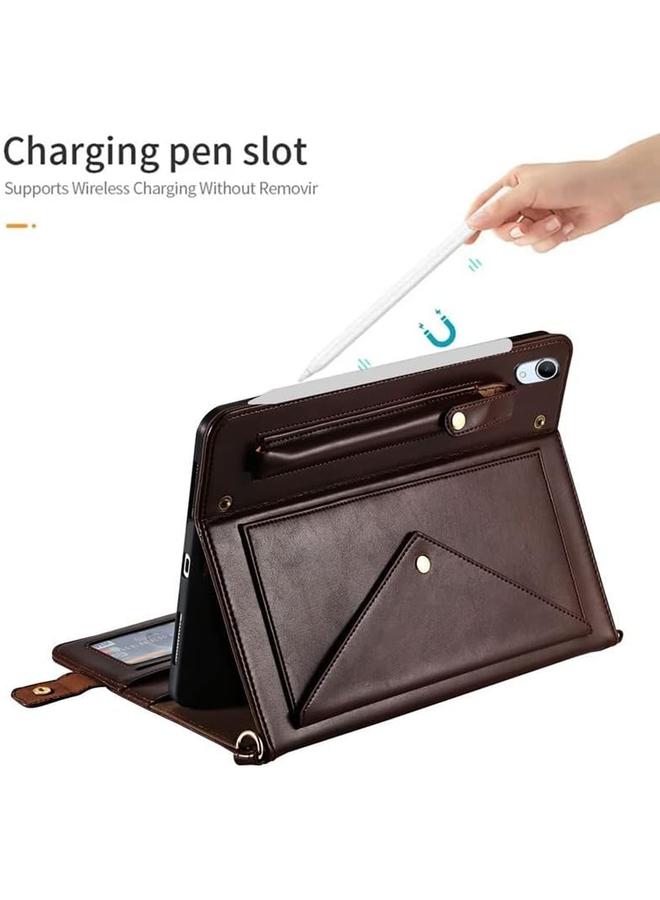 erorex Case For iPad Air 5 2022 iPad Air 4 2020 10.9 Inch Handbag Design Pu Leather Folio Stand Case With Pencil Holder Money Pocket Card Slots Hand Strap Flip Shoulder Strap Pink  - Image 4