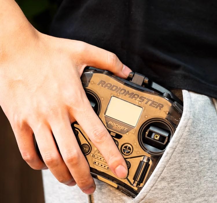 RADIOMASTER جهاز إرسال راديوماستر بوكيت ELRS هول جيمبال للتحكم عن بُعد محمول خفيف الوزن مزود بإضاءة LED مدمجة هوائي قابل للطي (أسود وضع 2) - Image 2