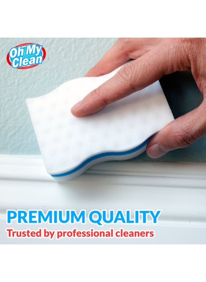 Oh My Clean 25 Pack Extra Durable Eraser Sponge - Extra Thick Long Lasting Premium Melamine Sponges in Bulk - Multi-Purpose Power Scrubber - Bathroom Kitchen Floor Bathtub Toilet Baseboard Wall Cleaner - Image 2