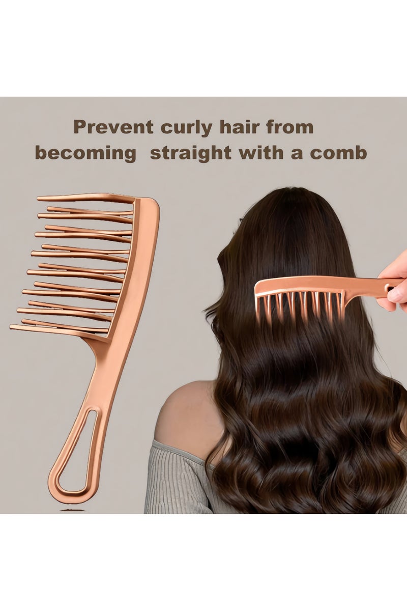 KHAJUL 2 PCS Upgraded Wide Tooth Comb for Curls, Detangling Comb with Double Row Wavy Tooth for Curly/Wavy/Thick/Long/Wet & Dry Hair, Detangler Hair Brush Large Tooth Shower Hair Comb for Women Girl Men (Rose GOLD) - Image 5