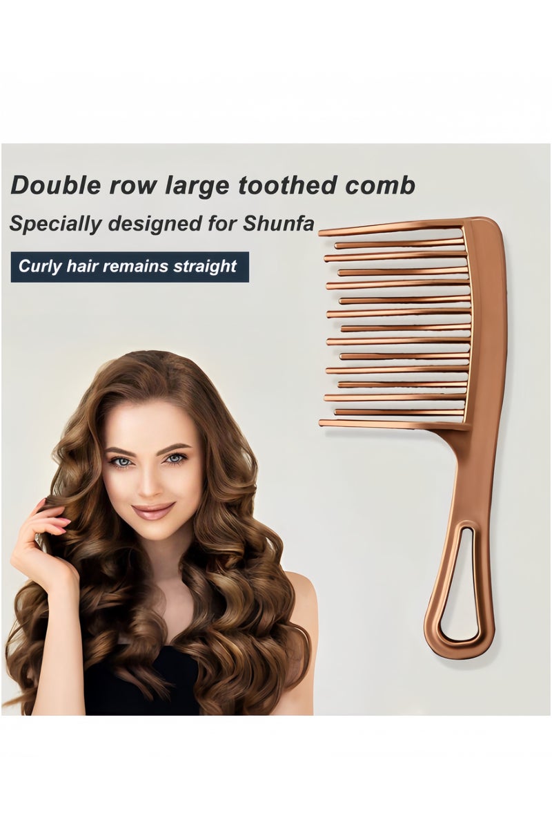 KHAJUL 2 PCS Upgraded Wide Tooth Comb for Curls, Detangling Comb with Double Row Wavy Tooth for Curly/Wavy/Thick/Long/Wet & Dry Hair, Detangler Hair Brush Large Tooth Shower Hair Comb for Women Girl Men (Rose GOLD) - Image 4