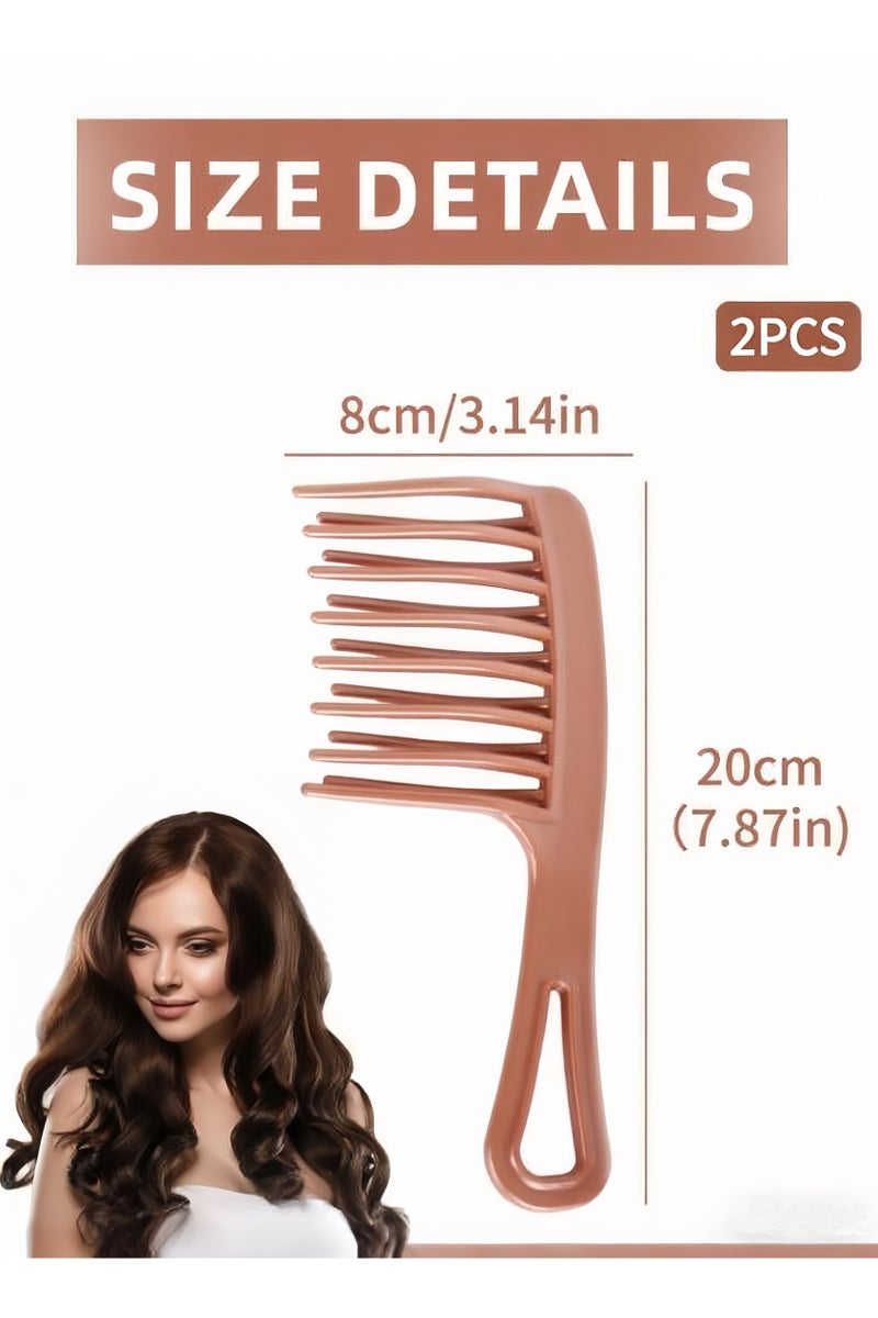 KHAJUL 2 PCS Upgraded Wide Tooth Comb for Curls, Detangling Comb with Double Row Wavy Tooth for Curly/Wavy/Thick/Long/Wet & Dry Hair, Detangler Hair Brush Large Tooth Shower Hair Comb for Women Girl Men (Rose GOLD) - Image 3