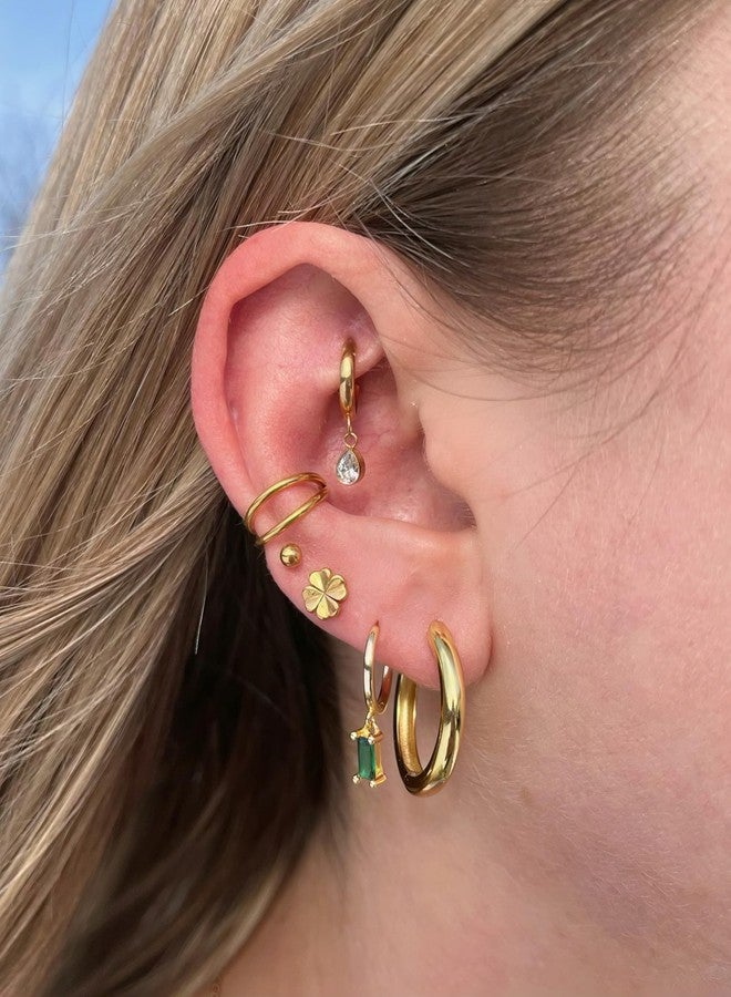 Pierced Owl 18GA 316L Stainless Steel Threadless Push In Clover Flat Back Stud (Gold Tone) - Image 4