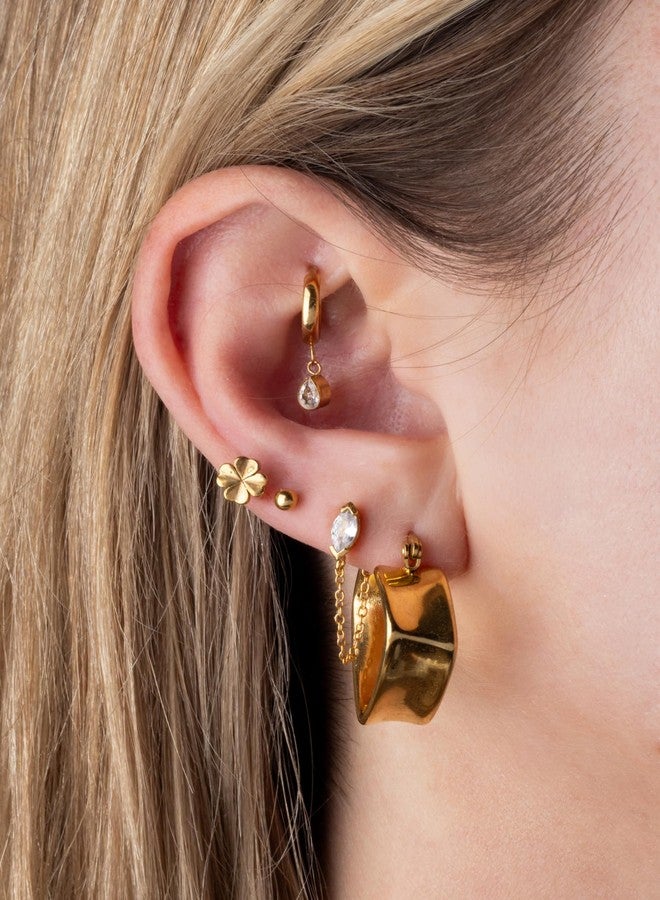 Pierced Owl 18GA 316L Stainless Steel Threadless Push In Clover Flat Back Stud (Gold Tone) - Image 3
