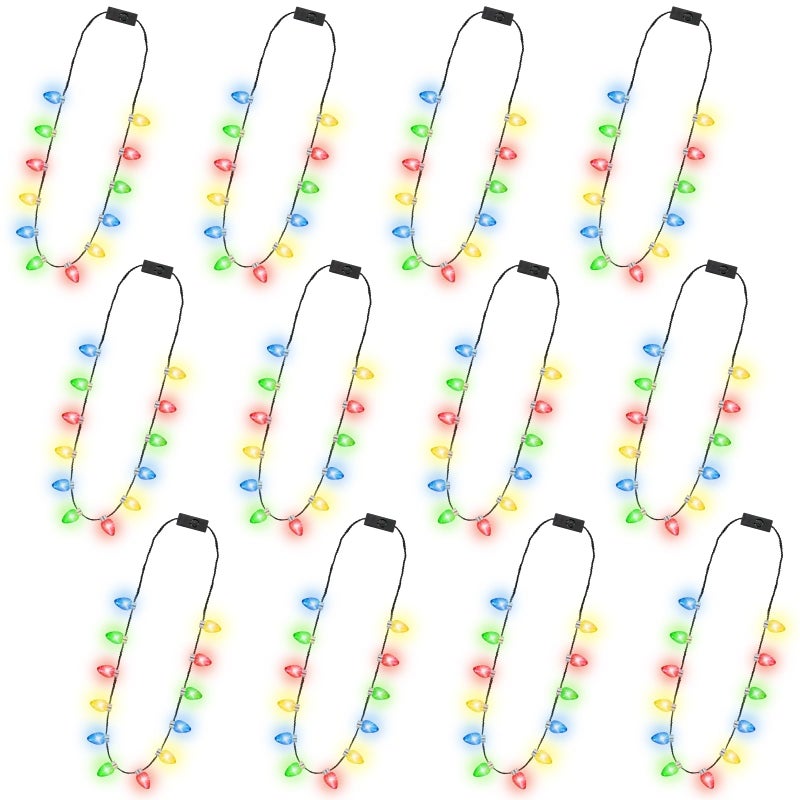 Traplace 12 PCS Christmas Light Up Necklace 3 Modes LED Light Up Xmas Necklace with 12 Glow Bulbs Colorful Christmas Bulb Necklaces Xmas Light Up Decor for Ugly Sweater Contest New Year Holiday Parties - Image 3