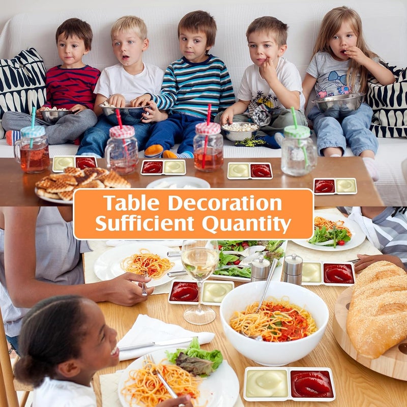 Gejoy طبق صلصة جيجوي، وعاءين للغمس، وعاءين صلصة مزدوجين، صويا، قسمين، صواني حفلات، أطباق فوندو مقسمة للمطاعم والمطابخ، سوشي، صويا أبيض - Image 5