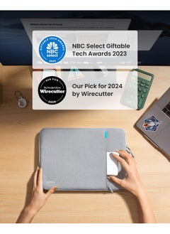 توم توك جراب حماية للكمبيوتر المحمول 360° من tomtoc لجهاز MacBook Air M3/A3113 2024، M2/A2681، MacBook Pro M2/A2686 M1/A2338 2024-2016، جراب مقاوم للماء لجهاز MacBook لجهاز iPad Pro M4/iPad Air M2 2024 مقاس 13 بوصة  - Image 2