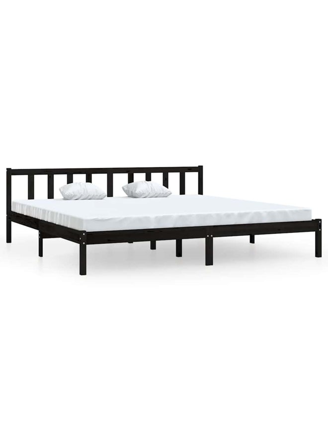 فيداكسل إطار سرير خشب صنوبر صلب أسود 200×200 سم 810106 - Image 1