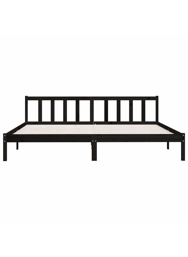 فيداكسل إطار سرير خشب صنوبر صلب أسود 200×200 سم 810106 - Image 4