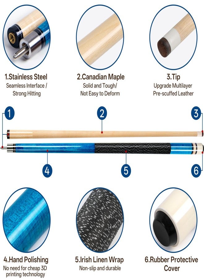 AKLOT Pool Cues,Set of 4 Pool 58" Cue Sticks Canadian Maple Wood Cue Stick for Professional Billiard Players 18 19 20 21 oz - Image 3