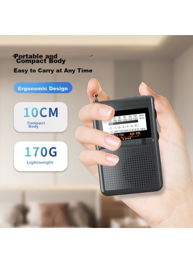 Newmine راديو Bt80 لكبار السن، للاستماع إلى الموسيقى والبث، نطاق ترددي كامل، الإنجليزية Cet-4/6، مشغل قابل لإدخال بطاقة، ضبط FM، قابل لإعادة الشحن، مفعل بالصوت، مكبر صوت محمول صغير - Image 4
