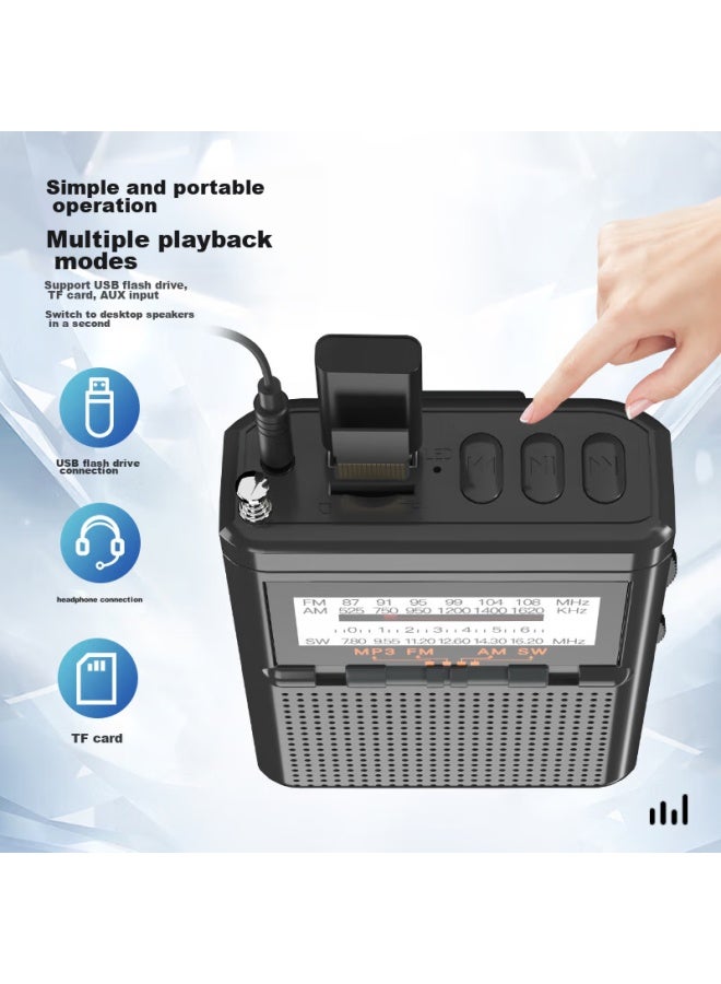 Newmine راديو Bt80 لكبار السن، للاستماع إلى الموسيقى والبث، نطاق ترددي كامل، الإنجليزية Cet-4/6، مشغل قابل لإدخال بطاقة، ضبط FM، قابل لإعادة الشحن، مفعل بالصوت، مكبر صوت محمول صغير - Image 3