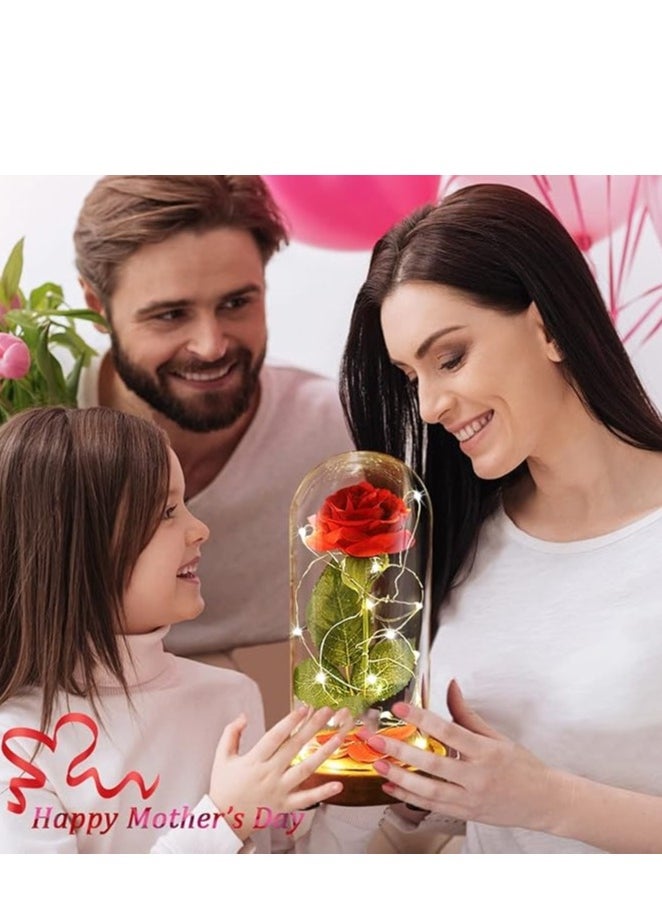 Generic Beauty and The Beast Rose, Rose Flower Gifts for Women, Gifts for Her, Birthday Gifts for Womens, Eternal Rose Artificial Flower Light Up Rose in Glass Dome, Glass Roes Flower Gifts for Her  - Image 4