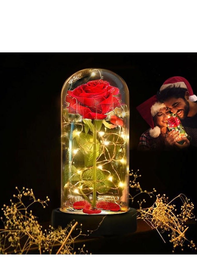 Generic Beauty and The Beast Rose, Rose Flower Gifts for Women, Gifts for Her, Birthday Gifts for Womens, Eternal Rose Artificial Flower Light Up Rose in Glass Dome, Glass Roes Flower Gifts for Her  - Image 2