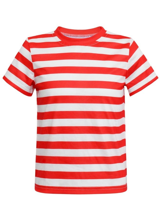 Prebene Boys Striped T Shirt, Pugsley Addams Shirt, Kid's Halloween Costumes, Mime, Bank Robber T-Shirts - Image 1