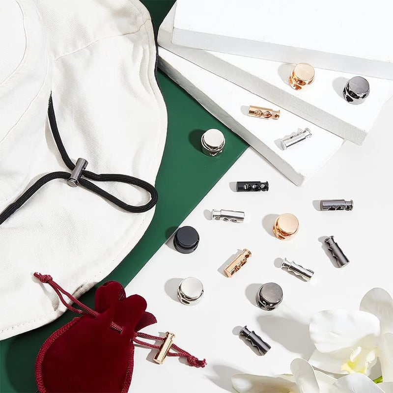 كلاراكو 48 قطعة من سدادات زنبركية معدنية من كلاركو، تصميمان من سبائك معدنية دائرية، أقفال للحبل، أطراف قفل منزلقة، مشبك تبديل بفتحتين، حبل برباط، مشبك تعديل مرن للملابس وأربطة الأحذية وحقيبة الظهر، 4 ألوان - Image 4